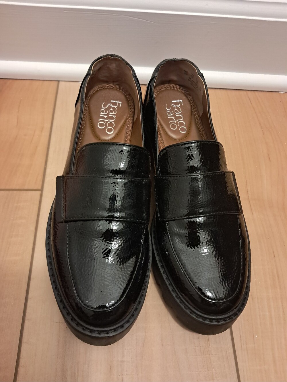 Franco Sarto Loafers Women's 6 Patent Faux Leather Brindy Chunky Academia Career - Picture 2 of 6